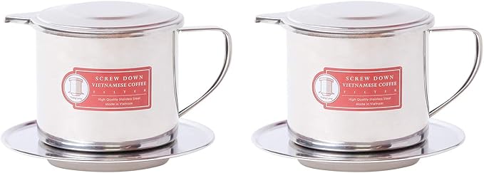 Vietnamese Coffee Filter Maker Press. Screw Down Phin Made in Vietnam. Authentic (2, Medium (8 oz)).