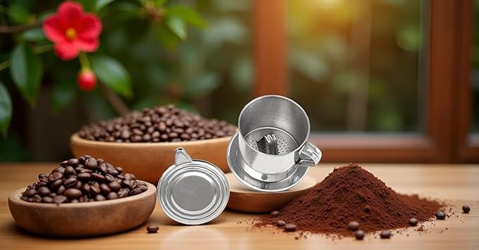 2 Set Vietnamese Coffee Filter Stainless Steel Coffee Pot Drip Infuse Cup Brewing Teapot No Need Paper Drip Coffee Pot Machine Filter Attractive processing