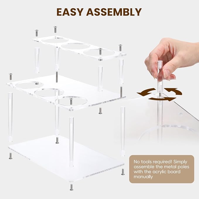 IEEK Coffee Syrup Rack,2 Tier Clear Acrylic Coffee Syrup Organizer with anti slip padfor Coffee Bar,Kitchen.Small Wine Rack for Bar,Family,Storage for Syrup,Wine,Dressing,6 Bottle Capacity