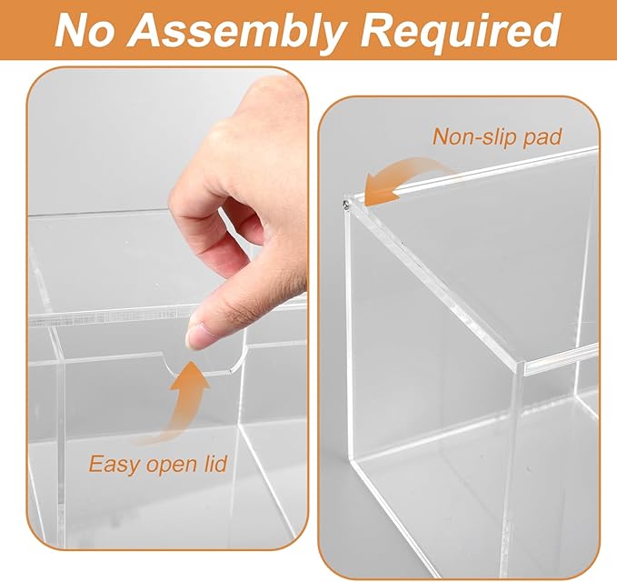 Acrylic Coffee Pod Holder with Lid for 24 Kcup, 3 Compartments Clear Coffee Capsule Storage Organizer for Bar Station Organizer