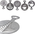 5Pcs Stainless Steel Reusable Metal Coffee Stencils for Latte Art Coffee Decorating Kit - Cookie Stencils for Royal Icing - Metal Baking Stencil Christmas- Cake Decorating Kit