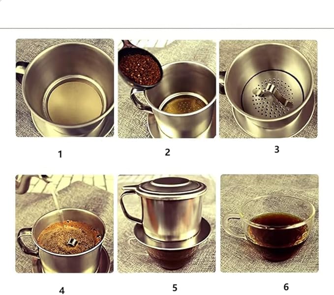 Silver Vietnamese Coffee Filter Stainless Steel Coffee Pot Drip Infuse Cup Brewing Teapot No Need Paper Drip Coffee Pot Machine Filter