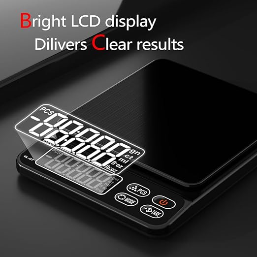 Mini Scale,6.6lb Scale for Grams,Digital Scale Food，Cooking Scale and Food Scales for Kitchen，Food Scale Grams and Ounces,Grams Scale,7Units,Auto Off,Tare,PCS,LCD Display