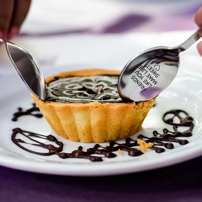 Friends Like You Make Life Sweet Engraved Stainless Steel Spoon, Cute Love Heart Engraved Spoons for Having Coffee Tea, Christmas Birthday Gifts for Coffee Tea Lover Friends Family Bestie