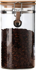 Glass Coffee Bean Storage Container with Airtight Clip Seal Lid Coffee Storage Jar for Beans, Ground Coffee, Nuts, Cookies（48 oz/1400ml）