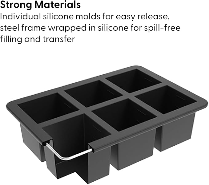 W&P Cup Cubes Silicone Freezer Tray with Lid, Blue, Makes 6 Perfect 1-Cup Portions, Freeze & Store Soup, Broth, Sauce, Leftovers, Dishwasher Safe