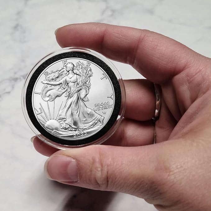OnFireGuy 20 40mm Ring 1oz Silver Eagle, Kookaburra, Kangaroo Coin Holders & Capsule Storage Tube (Red Lid & Black Ring Holders)
