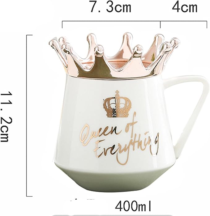 Queen of Everything Mug with Lid Sweet White Mug with Crown Coffee Mugs Gift with Spoon & Coaster 12 oz Ceramic Cup Birthday Gift for Women Girls Mom Girlfriend Mothers Day Gifts for Women