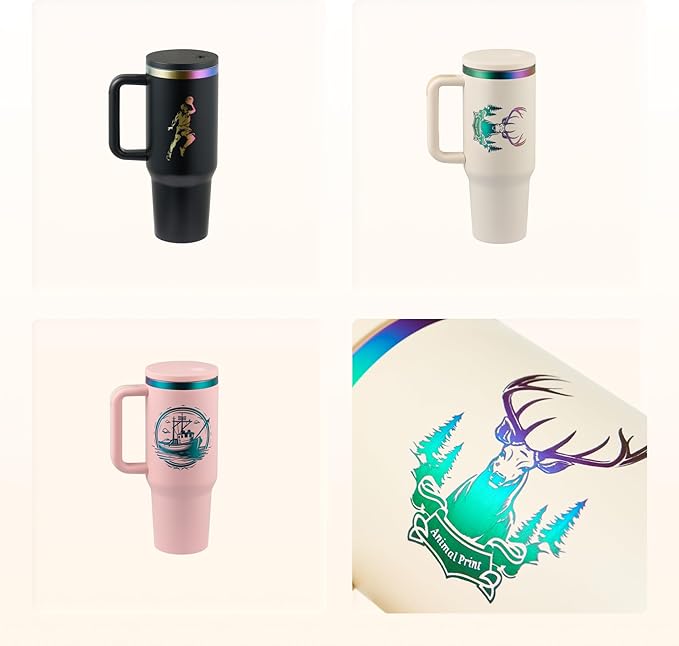 OMTech 40 oz. Tumblers with Handle & Lid, 12 Pack Tumbler Bulk with Double Wall Vacuum Insulation, Food-Grade Stainless Steel Insulated Coffee Mug, Sweatproof Travel Mug for Hot Cold Drinks, Cream