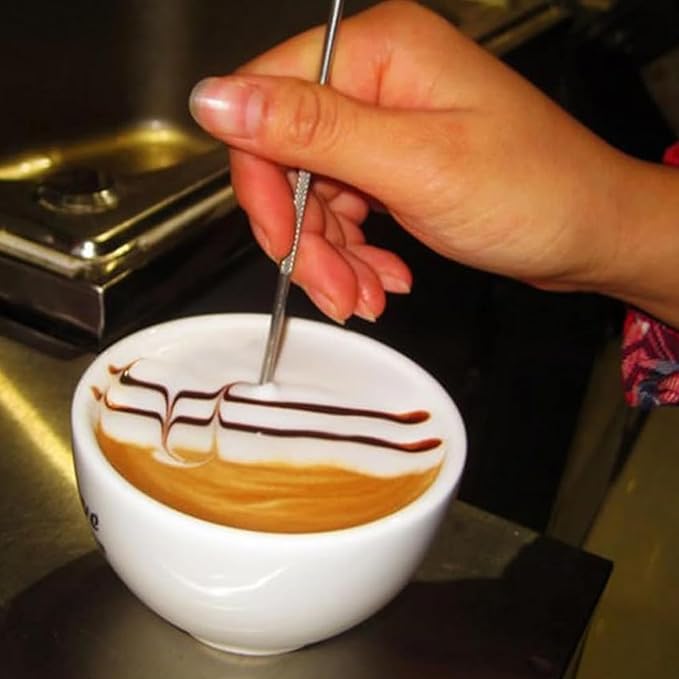 Latte Art Pen Cinnamon Pen for Coffee,Barista Espresso Coffee Latte Art Tools Accessories for Coffee Bar Barista Make Creative Coffee Designs Decors,Stainless Steel Silver
