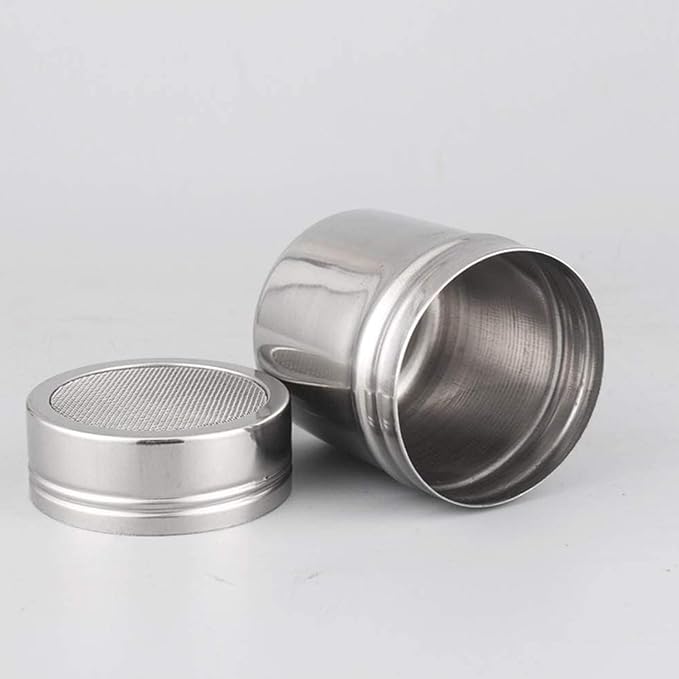 Powder Sugar Shaker Duster with Lid, Fine Mesh Shaker Powder Cans for baking soda Cocoa Cornstarch Coffee Flour ect(1 Pack)