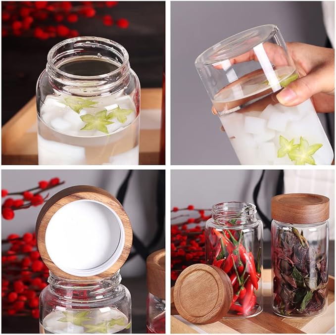 SAIOOL with Screw Cap (2-Units) kitchen jars, 580ML*2 Food Storage Canisters,Clear,Spice jars,Fermenting, Pickling, or DIY Decors and Projects, You Can even Use them for Freezing Desserts