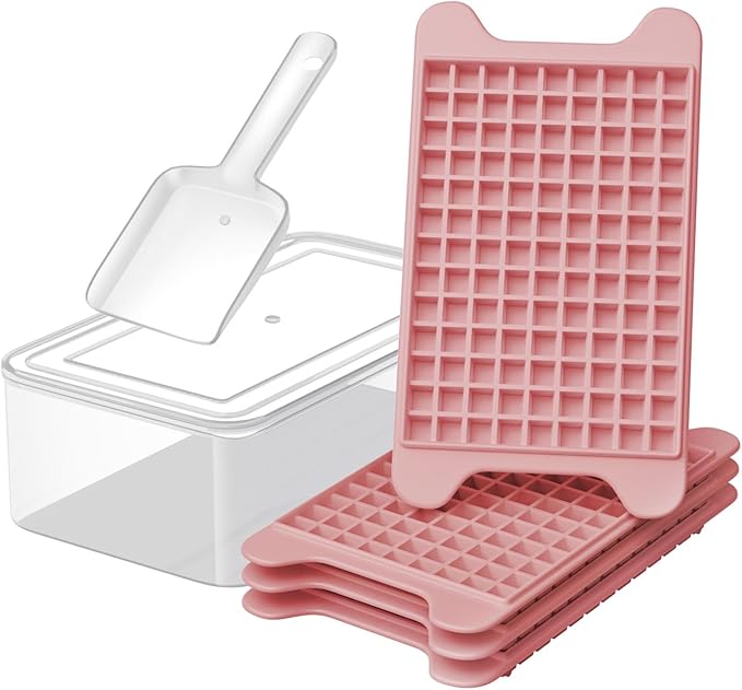 Mini Ice Cube Tray for Freezer: GGUW Nugget Ice Cube Tray with Bin - Crushed Ice Tray Making 4×108 PCS Icecube - Easy Release Iced Maker Trays