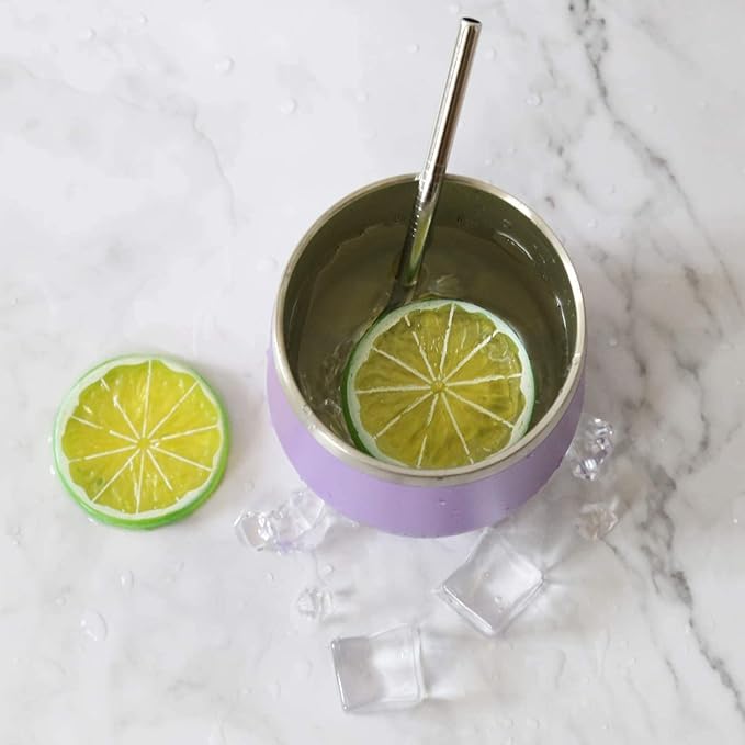 8 Pack 12 oz Stainless Steel Wine Tumbler with Lids, Double Wall Vacuum Insulated Travel Cup Including 8 Straws Set for Coffee, Cocktail, Drink, Tea and Beer (Assorted Colors)