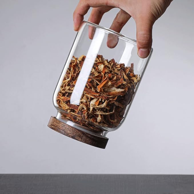 Large Glass Jars with Airtight Wooden Lid, Food Storage Glass Canister, Clear Cereal Storage Container for Flour, Sugar, Coffee Beans, Snack (67 FL OZ (2000ml))