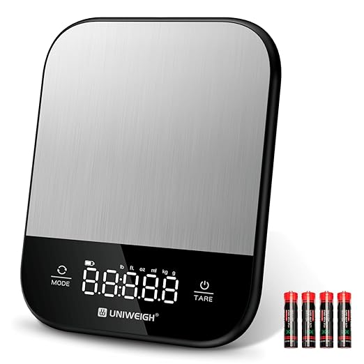 Food Scales for Kitchen,Digital Scale Grams and Ounces for Food Weight,Baking,Cooking,Meal Prep,Small Kitchen Scales with 7 Weighing Units/LED Display/Tare Function,Stainless Steel,Black