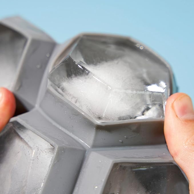 TrueZoo Jumbo Iced Out Diamond Ice Tray, Easy Release Silicone Ice Mold for Whiskey, Cocktails, Spirits, Iced Tea, Beverages, Bar Cart Accessories, Kitchen & Home Bar Gifts, Set of 1, Grey