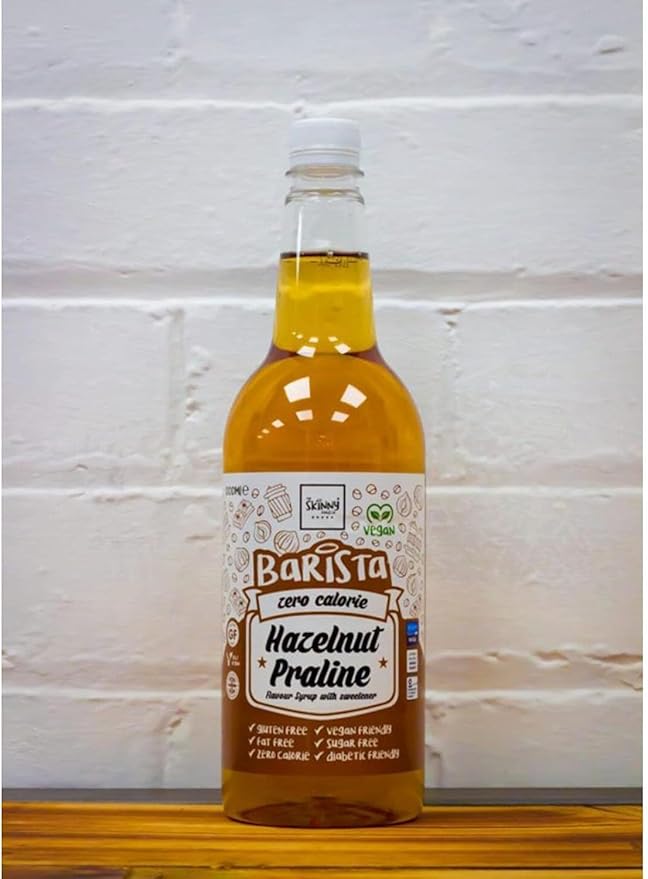 Skinny Food Co Hazelnut Praline Syrup Zero Calorie 35 Fl Oz - Sugar Free Hazelnut Coffee Syrups For Tea, Hot Chocolate, Fruit, Baking, Protein Drinks - Vegan-Friendly, Gluten-Free & Fat-Free