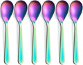 Matte Rainbow Demitasse Espresso Teaspoons, Stainless Steel Satin Finish Coffee Spoons, 4.7-inch, Set of 6