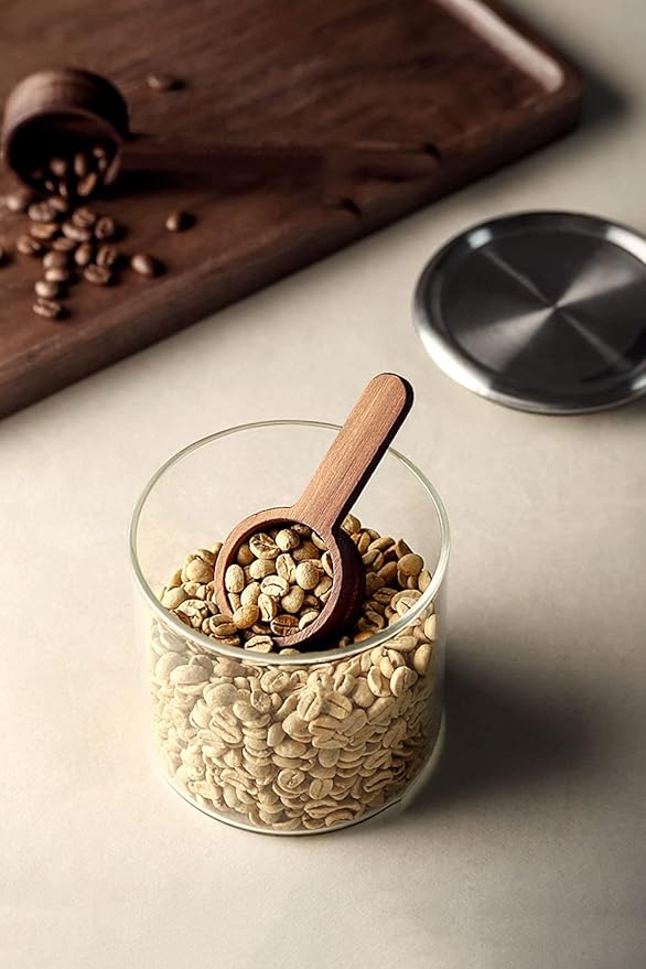 Coffee Spoons, CISHNOU Wooden Coffee Ground Spoon, Measuring for Ground Beans or tea, Soup Cooking Mixing Stirrer Kitchen Tools Utensils, 1 Wooden Tea Scoop(Wooden Color)