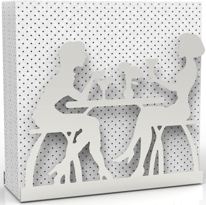 Metal Napkin Holder for Home Kitchen Restaurant Picnic - Women Theme Tabletop Paper Organizer Upright Tissue Dispenser (Silver)