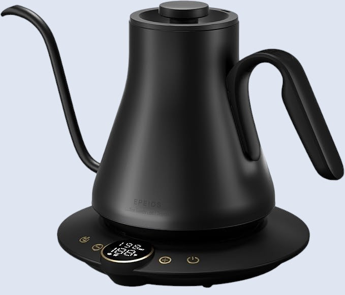 Gooseneck Electric Kettle with ±1℉ Temperature Control for Pour Over Coffee & Tea, Quick Heating, BPA-Free Stainless Steel, Built-in Brew Timer, 1500W/0.9L (Ebony Black)