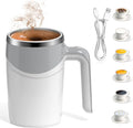 Automatic Self-Stirring Coffee Mug, Automatic Mixing Coffee, Milk, Protein Powder, Chocolate, Cocoa, Stainless Steel Material Suitable for Home, Office, and Travel, Exquisite Gifts (white)