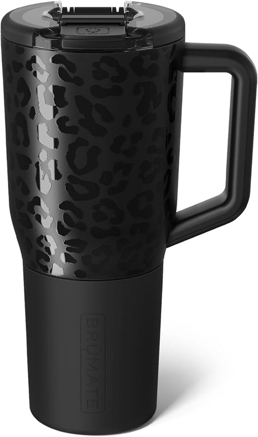 BrüMate Müv - 35oz 100% Leak Proof Insulated Coffee Mug with Handle & Lid - Stainless Steel Coffee Travel Mug - Double Walled Coffee Cup (Onyx Leopard)