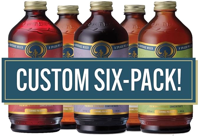 Portland Syrups - CHOOSE YOUR FLAVORS - Premium Concentrates for Cocktails, Mocktails, Soda, Tea, Coffee, Baking & More - Organic Ingredients & 40% Less Sugar - Box of 6 (12oz Bottles)