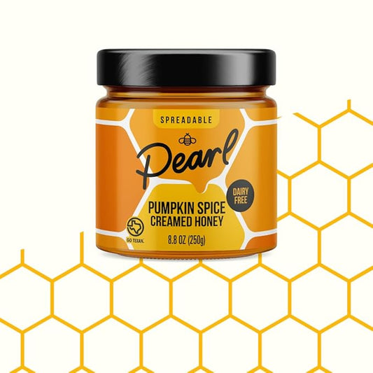 Pearl Honey Spreads - Organic Pumpkin Spice Flavored Creamed Raw Honey - Chemical Free, Dairy Free, Soy Free & 100% Naturally Flavored | 8.8oz Jar