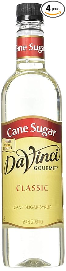 DaVinci Gourmet Classic Cane Sugar Syrup, 25.4 Fluid Ounces (Pack of 4)