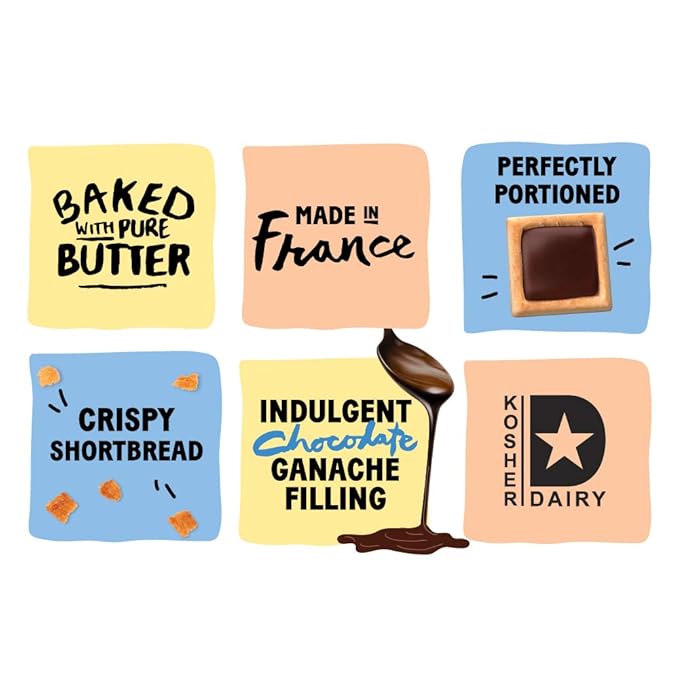 Michel et Augustin Cookies, Individually Wrapped Snacks, 3 Bag Variety Pack, Gourmet Chocolate Shortbread, 15 French Butter Cookies per bag