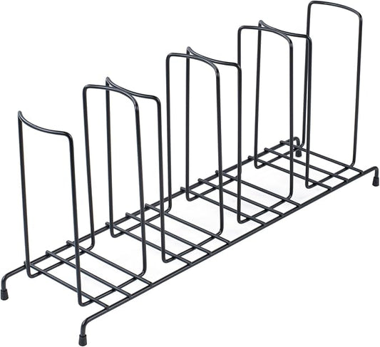 Restaurantware Restpresso 18.5 Inch x 5 Inch x 8.5 Inch Coffee Cup Organizer 1 4-Section Cup And Lid Organizer - Wire Design Compact Black Iron Wire Cup Dispenser For Countertops And Storage