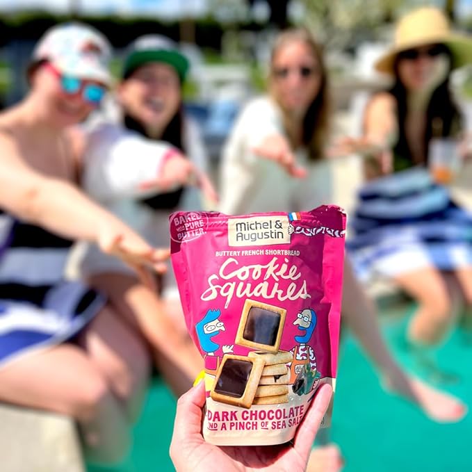 Michel et Augustin Cookies, Individually Wrapped Snacks, Gourmet Dark Chocolate & Sea Salt Shortbread, 15 French Butter Cookies