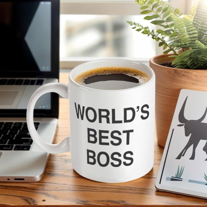World's Best Boss Funny Coffee Mug - BeBr Bosses Day Gifts Ideas -Novelty Present For My Greatest Boss Male or Female, Men, Great Office Gift Mugs,Birthday,Leaving or Home Daily Use 11 oz Ceramic Mug