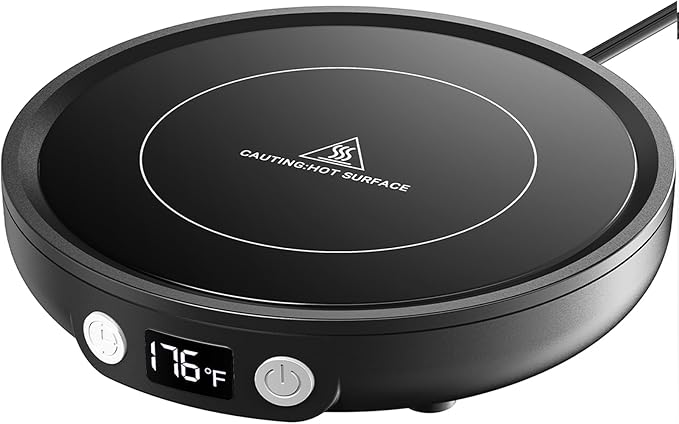 SWEETFULL Mug Warmer - Upgraded 36W Coffee Cup Warmer for Desk with 130℉-176℉ Digital Display, 2-12H Timer Auto Shut Off, Smart Electric Coffee Heating Plate, Ideal Gifts for Women Men - Black