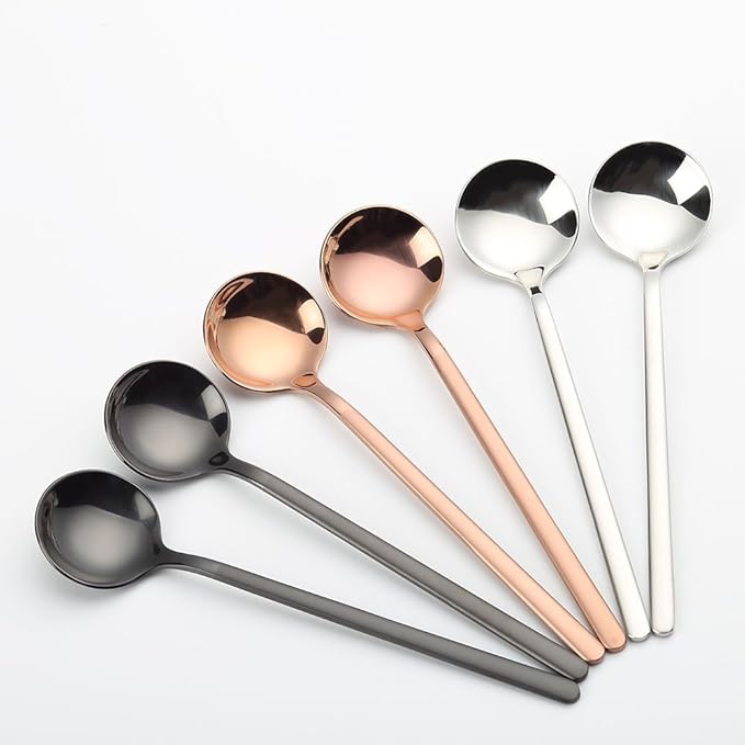 6 PCS Silver Coffee Spoons, 18/8 Stainless Steel Espresso Spoons, 5.2 Inches Vogue Mini Tea Spoon, Cappuccino Stirring Small Spoon for Dessert, Ice Cream, Frosted Handle, Sweejar(Silver)