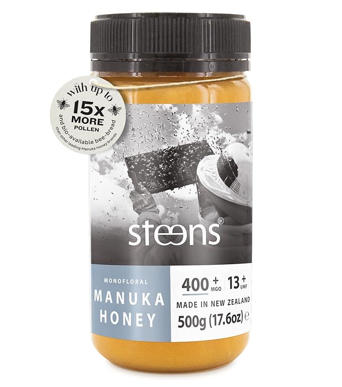 Steens Manuka Honey - MGO 400+ - Pure & Raw 100% Certified UMF 13+ Manuka Honey - Bottled and Sealed in New Zealand - 17.6 oz
