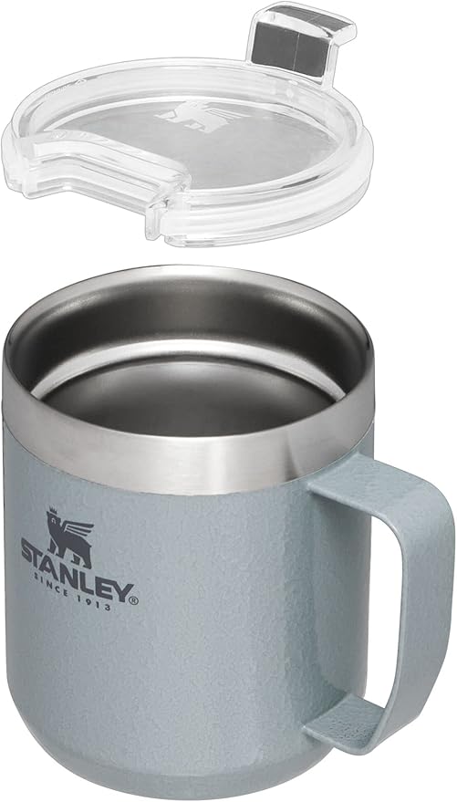 Stanley Stay-Hot Camp Mug 12 oz & 24 oz | Press Fit Drink Through Lid | Cup for Coffee, Tea and Drinks | Insulated Stainless Steel Coffee Mug | BPA-Free