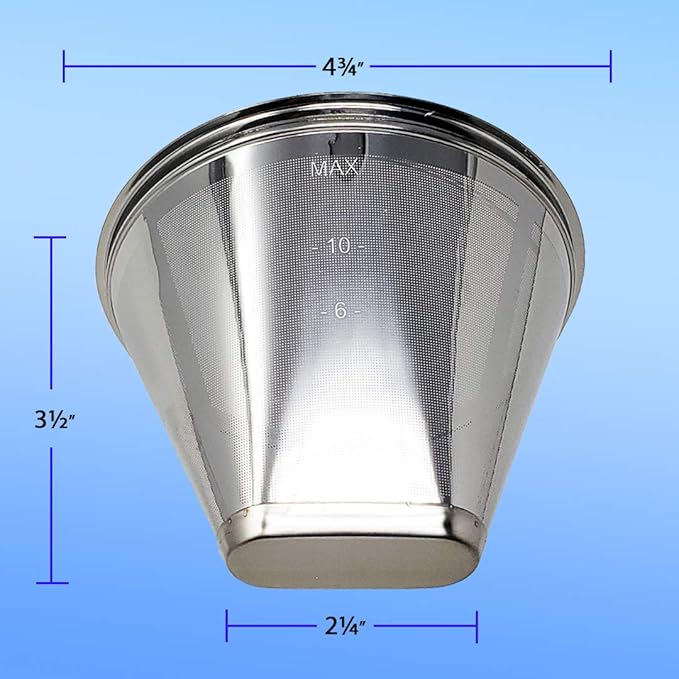 GOLDTONE Stainless Steel Coffee Filter - No.4 Cone Style Permanent Metal Reusable Coffee Filter for Cuisinart Coffee Makers - Includes Scoop and Brush