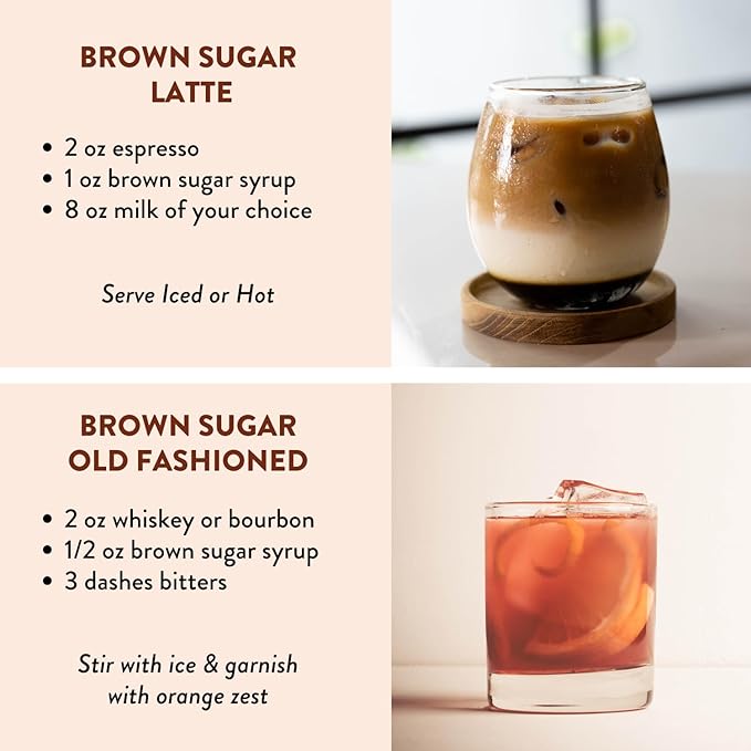 Brown Sugar Agave Simple Syrup for Coffee & Cocktails - Clean Simple Syrup Sweetened with Raw Agave Nectar and Molasses - 13.5 oz