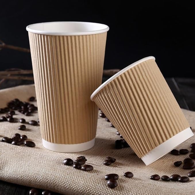 Ripple Paper Cups for Coffee & Tea Made in USA | Bulk for Home, Office, Restaurants & Coffee Shops | Recyclable, Insulated, & Disposable To-Go Cups for Hot Beverages (12oz - 500 Count)