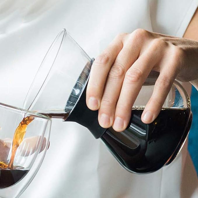 Boxtree Pour Over Coffee Maker Set with Reusable Stainless Steel Drip Filter Elegant Coffee Dripper Pot Glass Carafe & Permanent Stainless Steel Filter