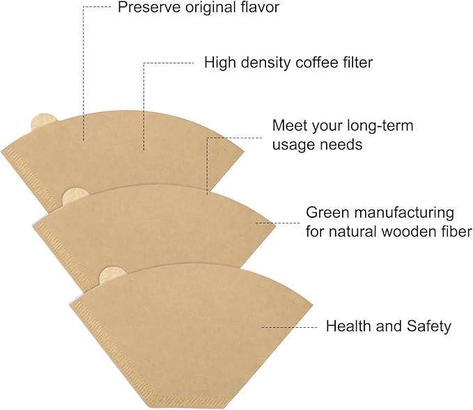 uxcell 200 Count 4 Cone Coffee Filters, Size 102 Disposable Paper Percolator Coffee Filters Natural Unbleached Wood Fiber,Suitable for Pour Over Coffee Filter Drip Coffee Maker Brown