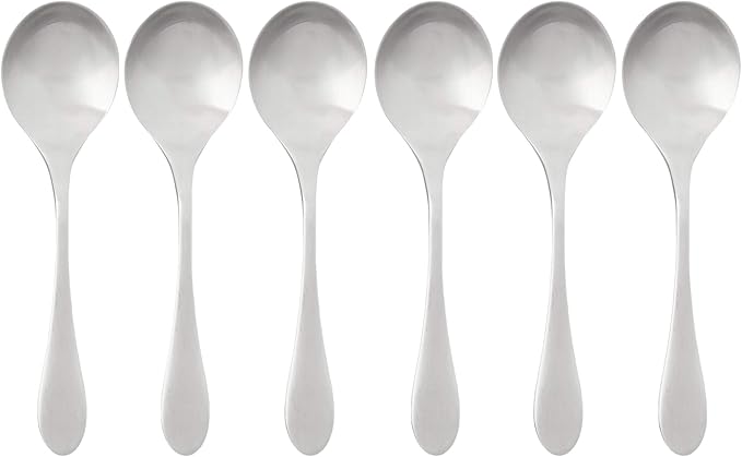 Knork Original Bouillon Stainless Steel Soup, Specialty Spoons, (Pack of 6)