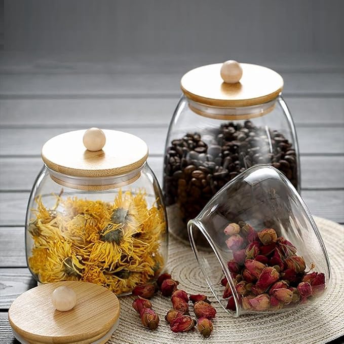 Glass Storage Jar with Lid Glass Container Apothecary Jar 27OZ/ 800mL(G-L)