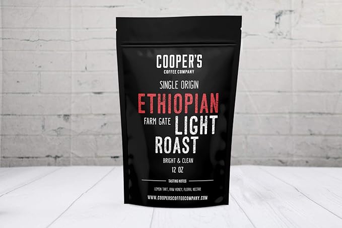 Ethiopian Bold Light Roast Coffee, Gourmet Single-Origin Coffee Beans from Ethiopia, Whole Bean, 2lb Bag