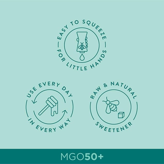 Manuka Honey New Zealand - MGO 50+ Multifloral 100% Pure New Zealand Mānuka Squeezy Honey, Raw Mānuka Honey, 12 Ounce