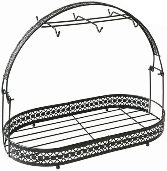 Coffee Cup Holder Stand - Wrought Iron Mug Rack and Dishes Organizer - Drainer Storage Drying Rack for Counter, Cabinet, Table, Kitchen, Restaurant, Office (Black B)