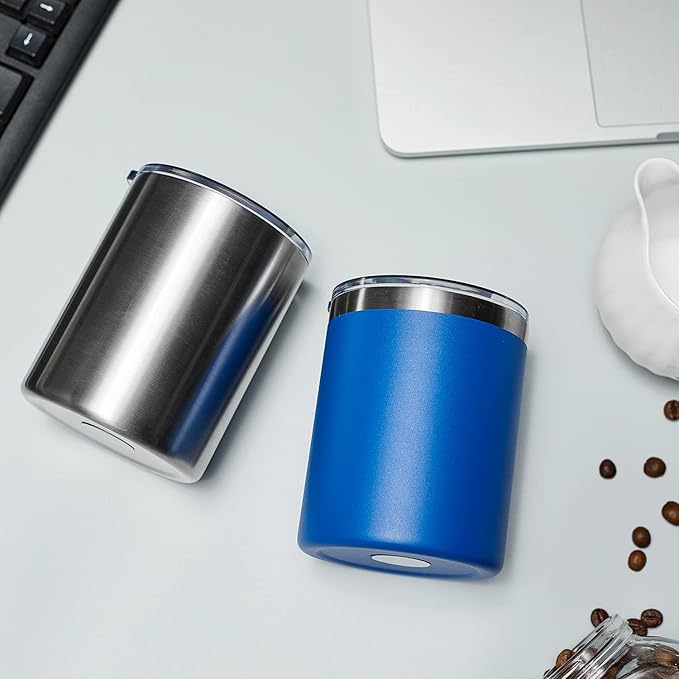 MEWAY 12 oz Lowball, Tumbler Stainless Steel Double Wall Vacuum Insulated Mug with Straw and Lid, Cleaning Brush ，Durable Powder Coated Insulated Coffee Cup for Cold & Hot Drinks (Navy,4 pack)